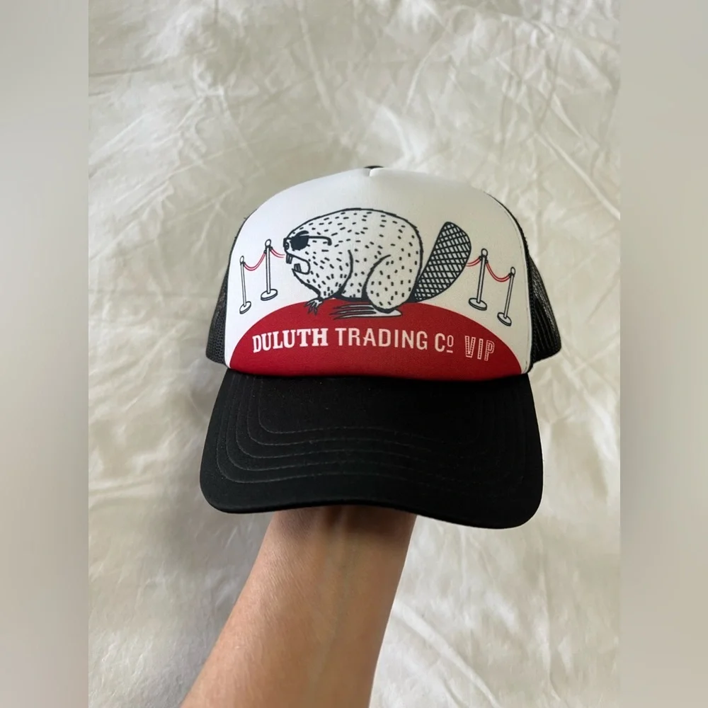 Duluth Trading Company VIP Black And White Snapback Cap Trucker Hat